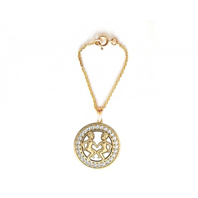 Gemini Zodiac Watch Charm in 14k gold with diamonds